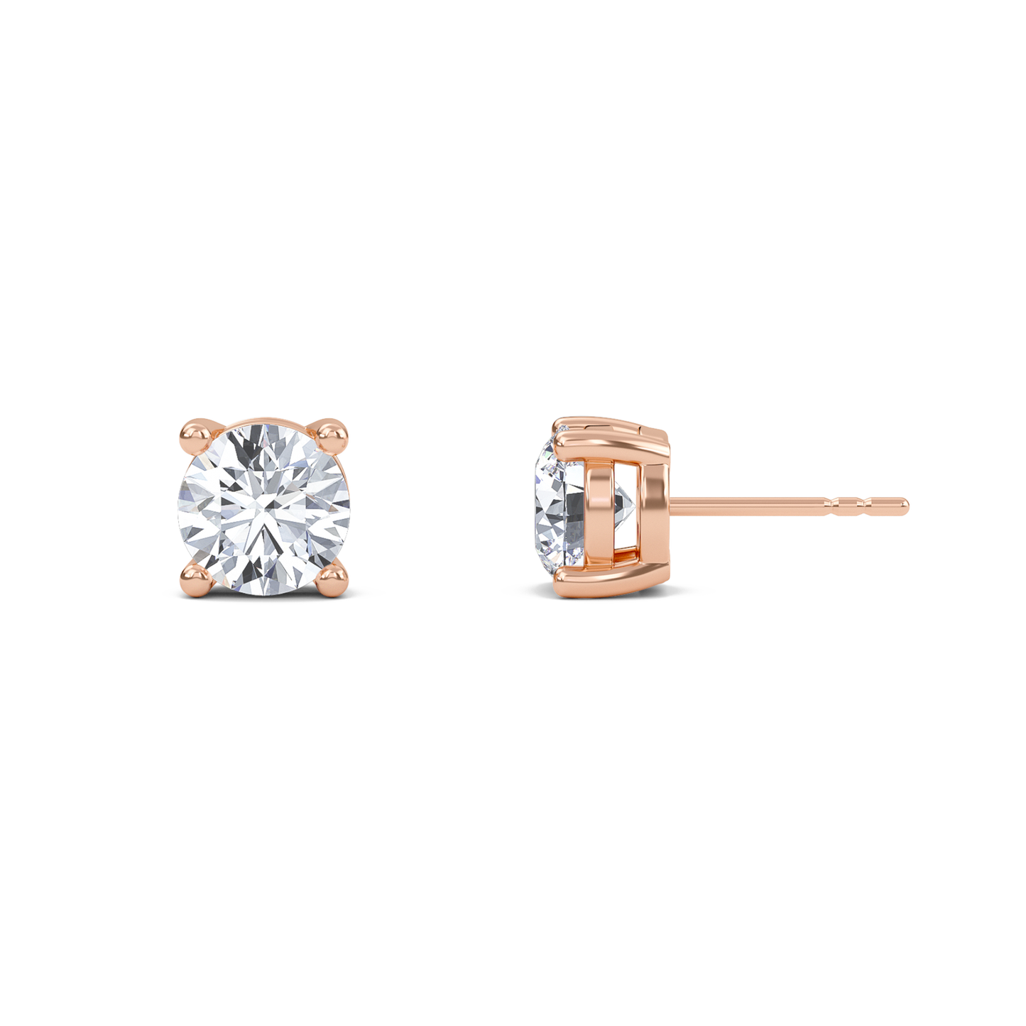 Round Four Prong Solitaire Earrings