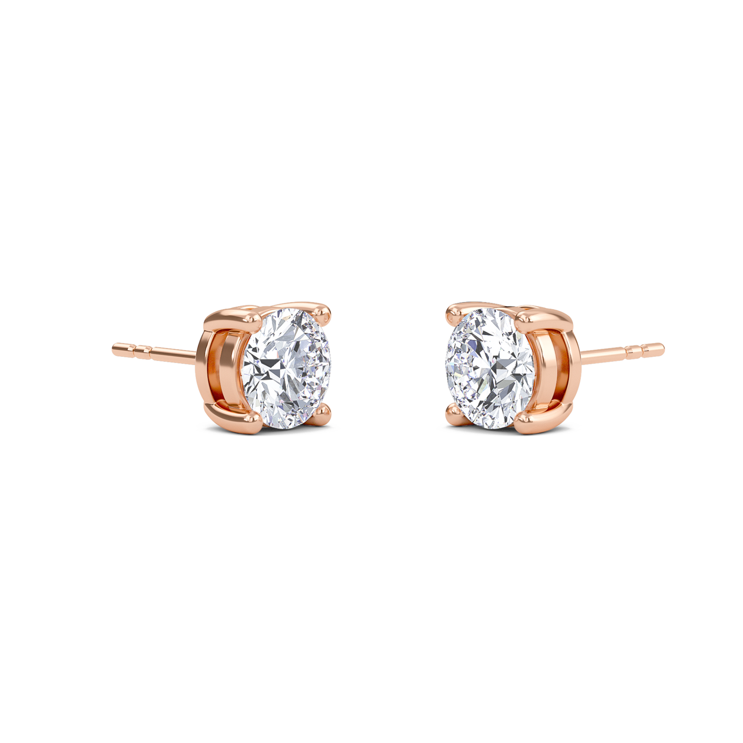 Round Four Prong Solitaire Earrings