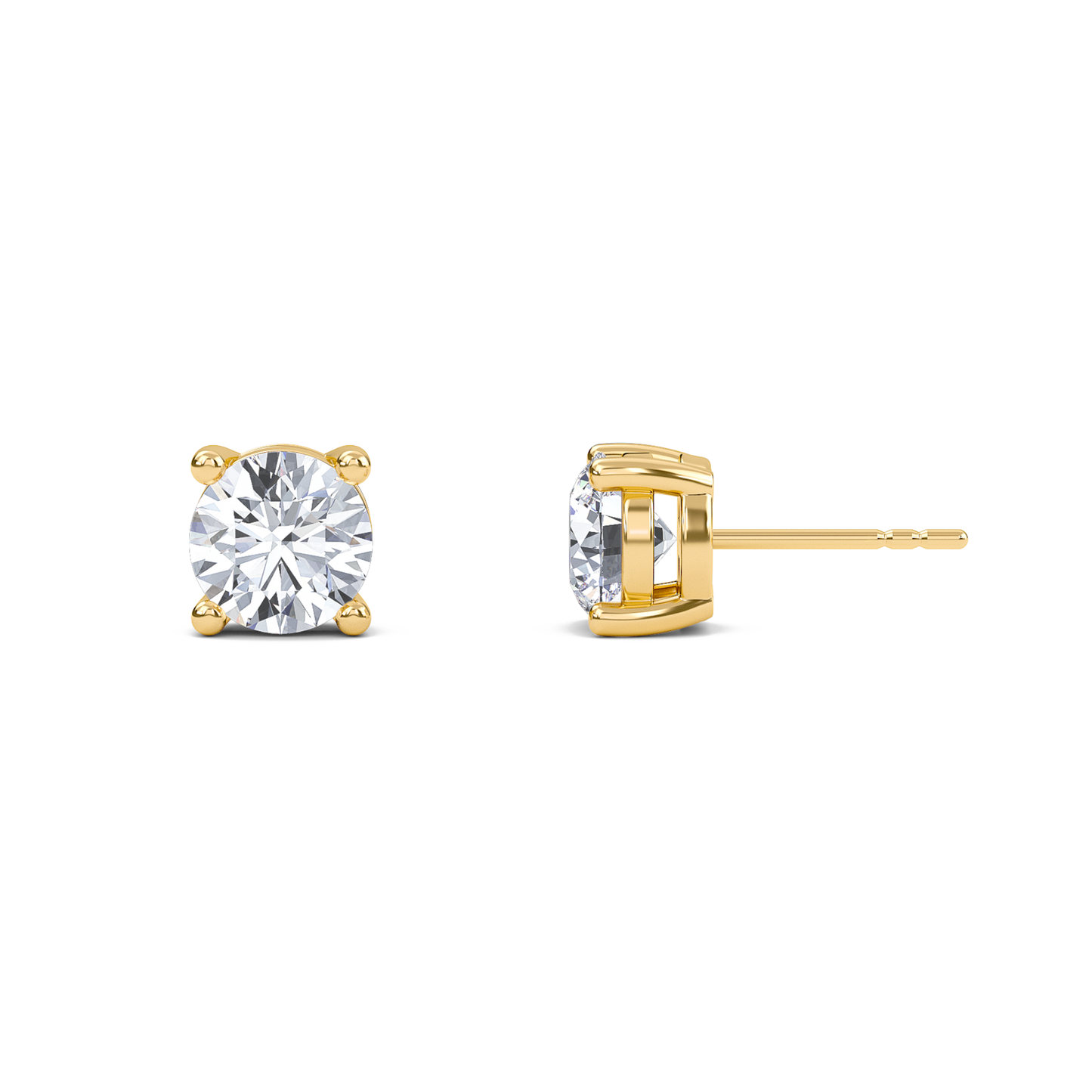 Round Four Prong Solitaire Earrings