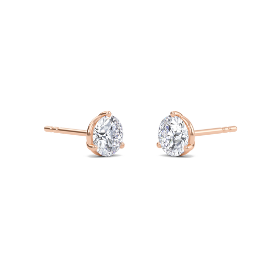 Three Prong Martini Solitaire Earrings