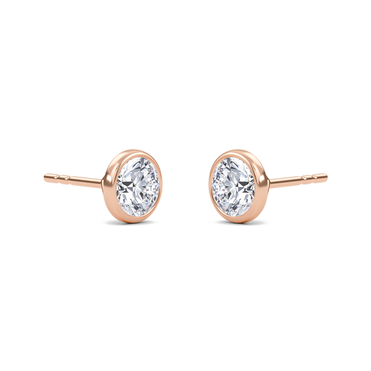 Round Bezel Set Solitaire Earrings